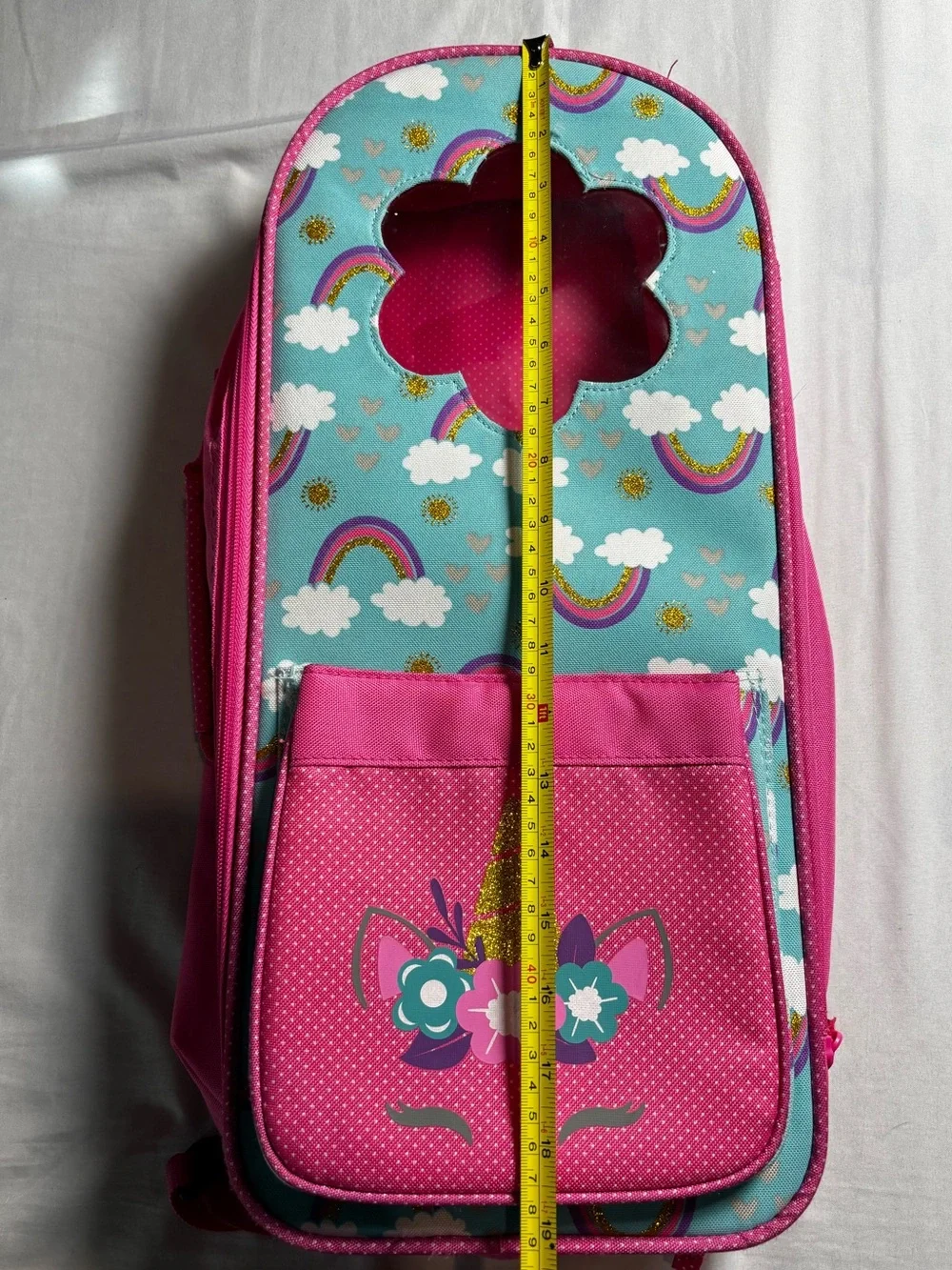 Kids Unicorn Crossbody Bag in Pink and Turquoise - Floral Horn Accent